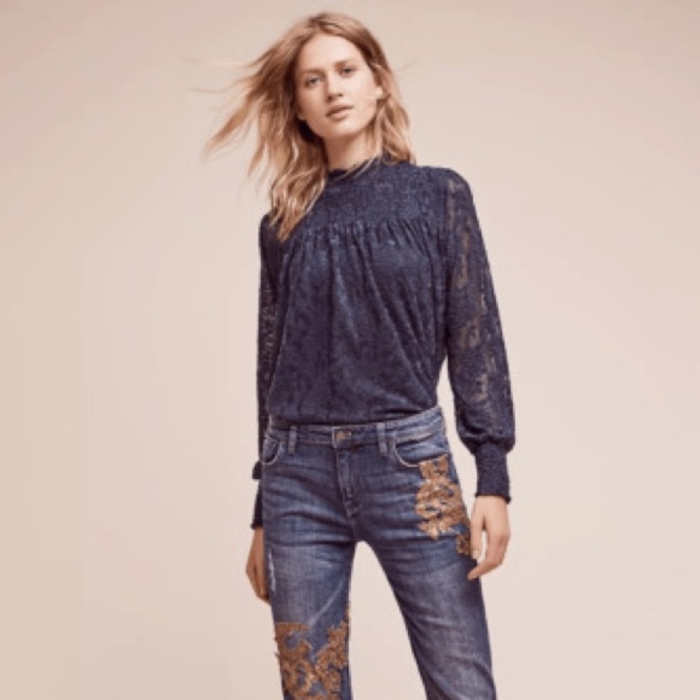 ANTHROPOLOGIE DELETTA AMANNA LACE TOP